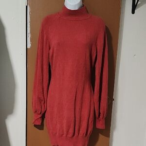 Red Turtleneck Sweater Dress